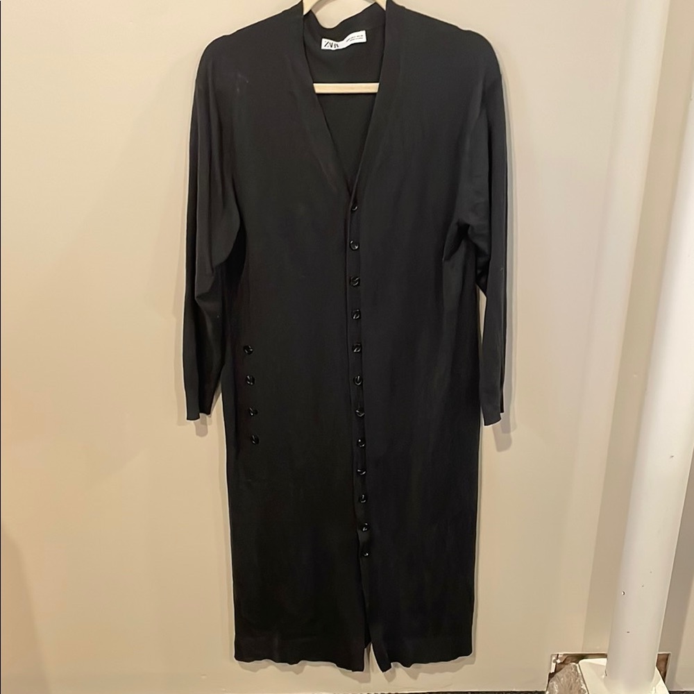 Zara Black Long Button-Front Dress/sweater